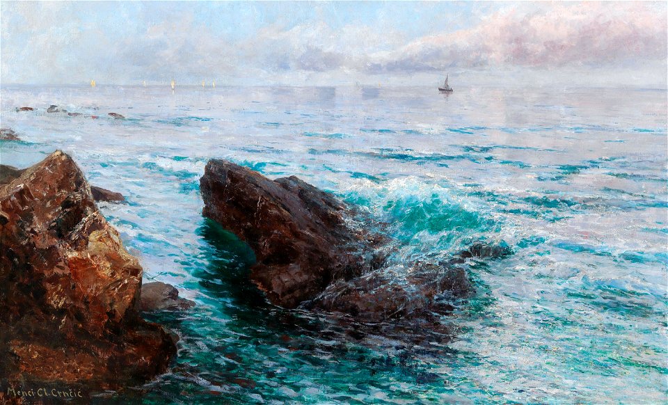 Menci Clement Crnčić - Coastline with boats