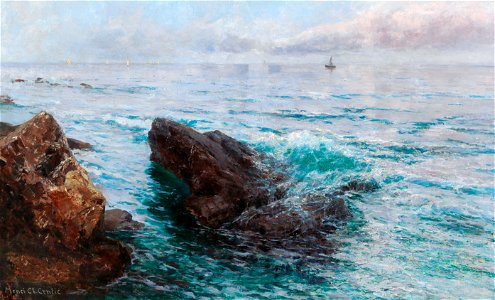 Menci Clement Crnčić - Coastline with boats