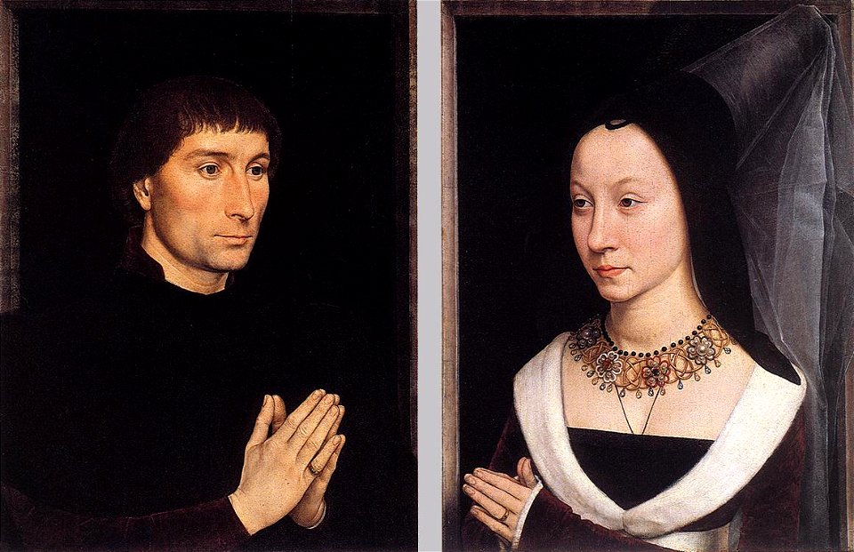 Memling, tommaso portinari e la moglie, metropolitan museum