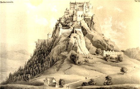 MZK 05 - 1860 Hochosterwitz in Kärnthen (Scheiger) Tafel VIIa Hochosterwitz Gesamtansicht