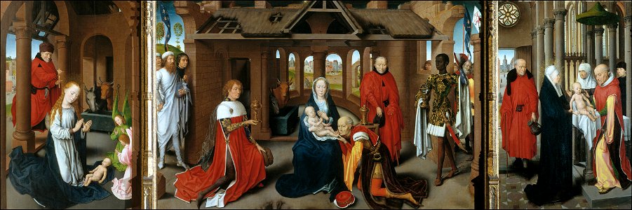 Memling - Adoration of the Magi Triptych. Free illustration for personal and commercial use.