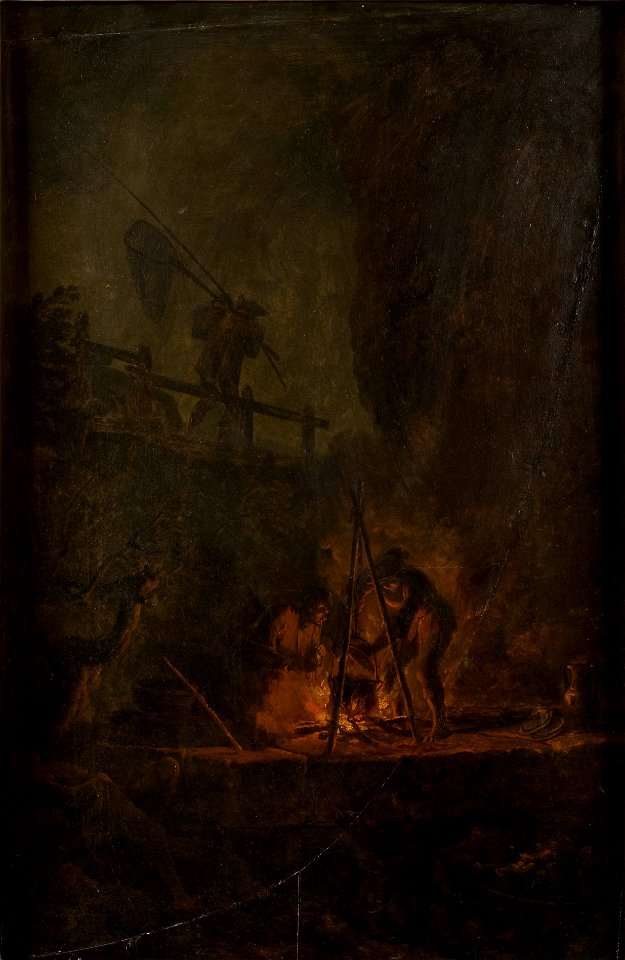 Men near a Fire in the Mountains (Pierre Jacques Volaire) - Nationalmuseum - 17900