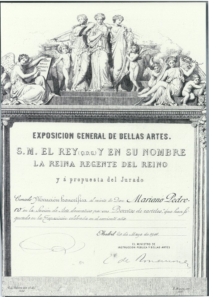 Mención honorífica a Mariano Pedrero, Exposición General Bellas Artes, Mayo 1901