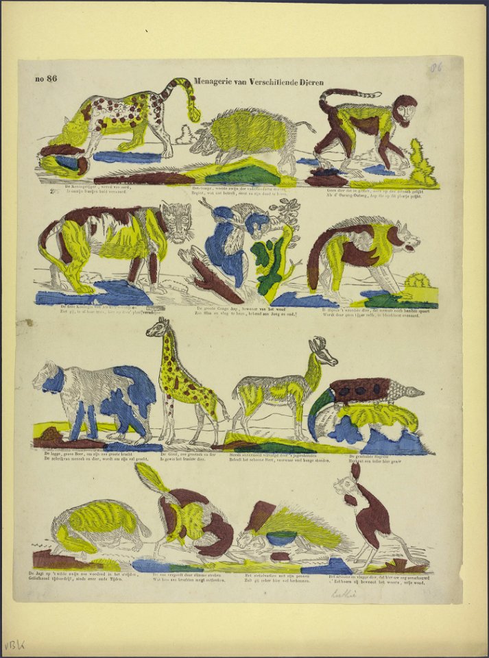 Menagerie van verschillende dieren-Catchpenny print-Borms 0817