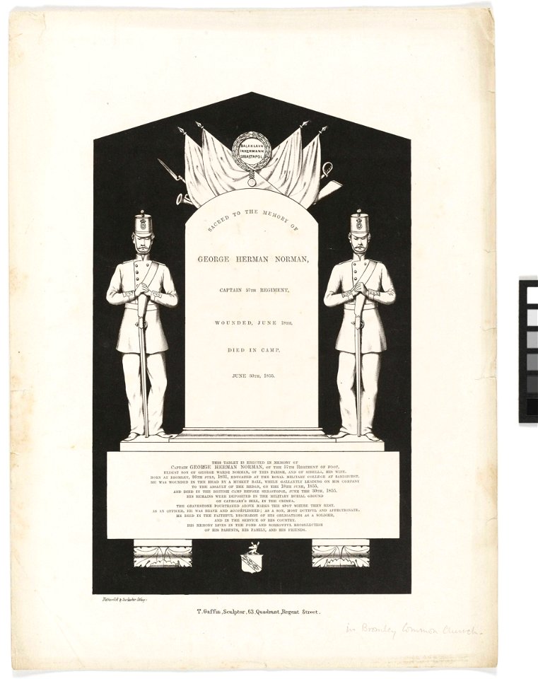 Memorial tablet of George Herman Norman RMG PY6212