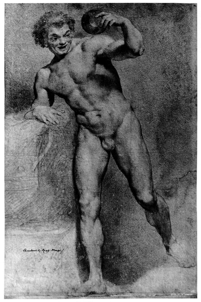 Mengs, Laufender männlicher Akt als Faun mit Klapper