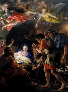 La Adoración de los pastores, de Anton Raphael Mengs (Museo del Prado). Free illustration for personal and commercial use.