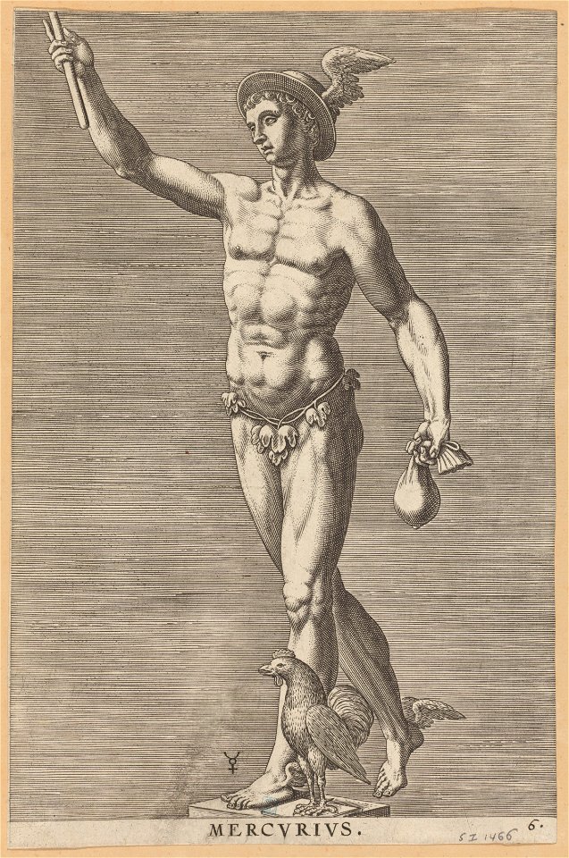 Mercury 1585 print by Jacques Jonghelinck, S.I 1466, Prints Department, Royal Library of Belgium