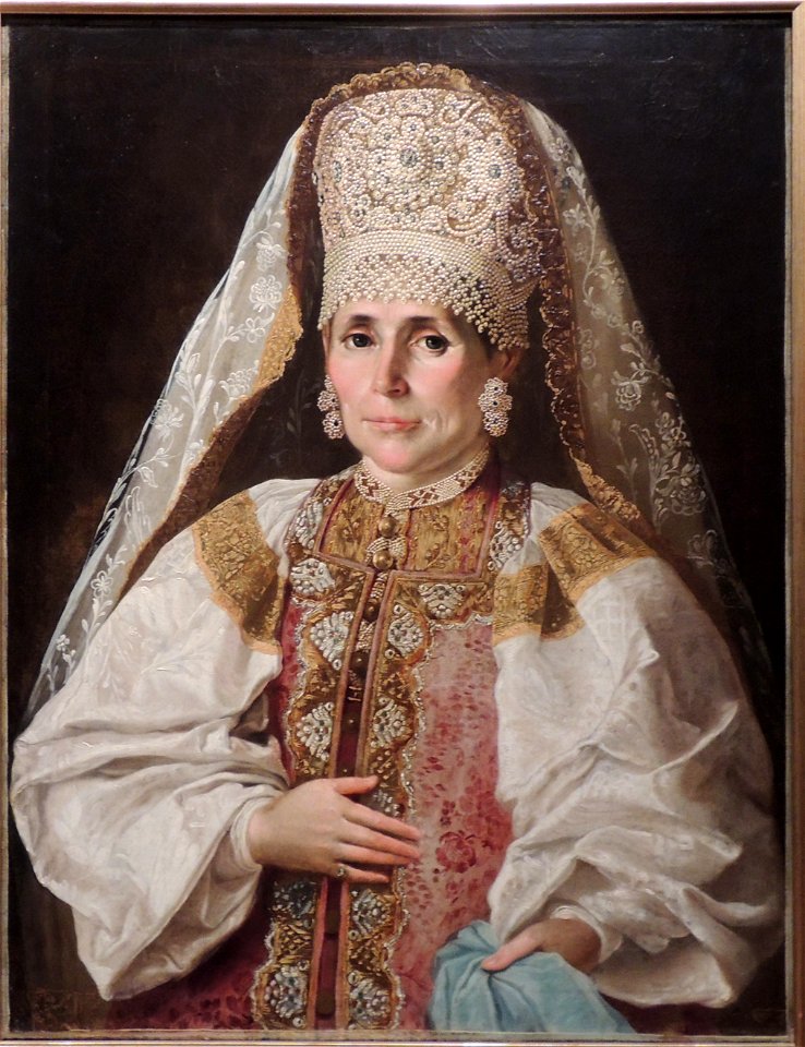 Merchant wife with blue kerchief by anonim (1840s, GIM)