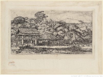 Meryon - Greniers indigènes à Akaroa, 2ème état, btv1b55002249t