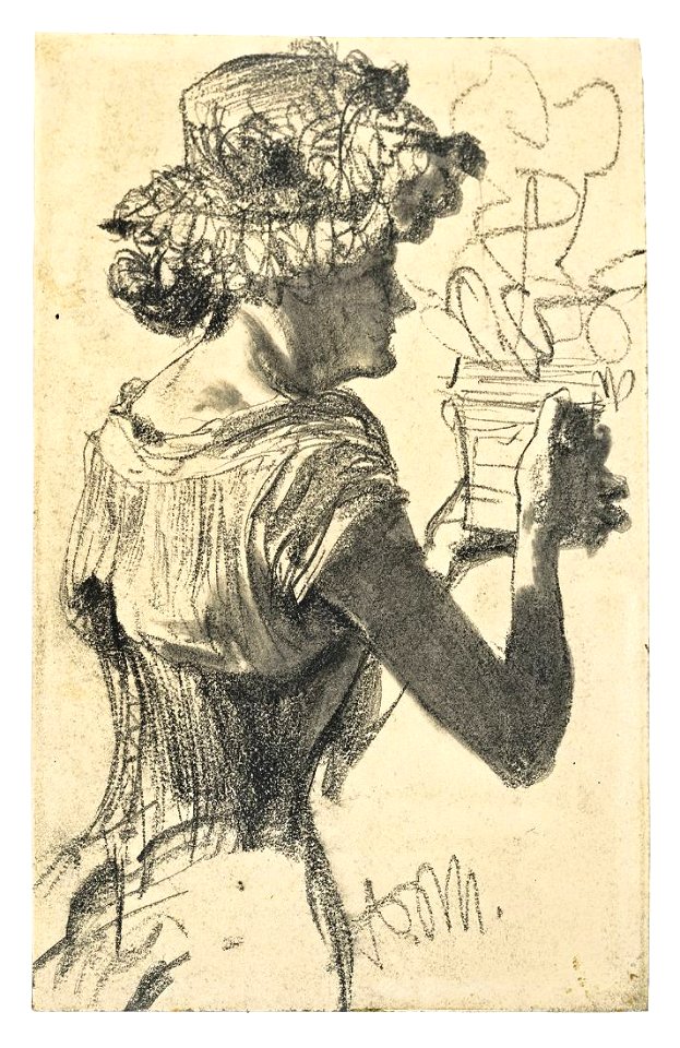Menzel Frau mit Blumentopf
