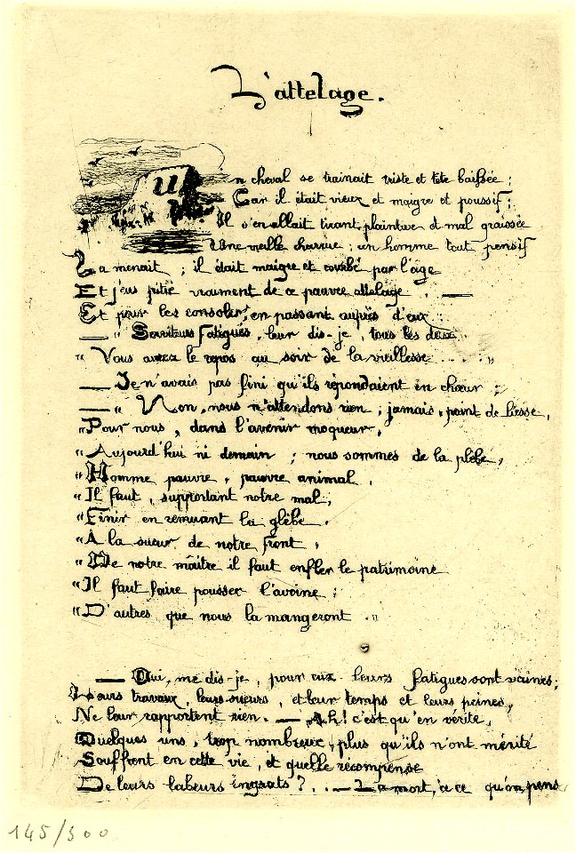 Meryon - L'attelage (The ploughman and his horse), 1977,U.138