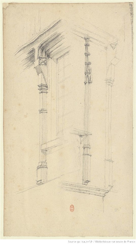 Meryon - Croquis de maisons et de détails d'architecture à Bourges, btv1b55001135w