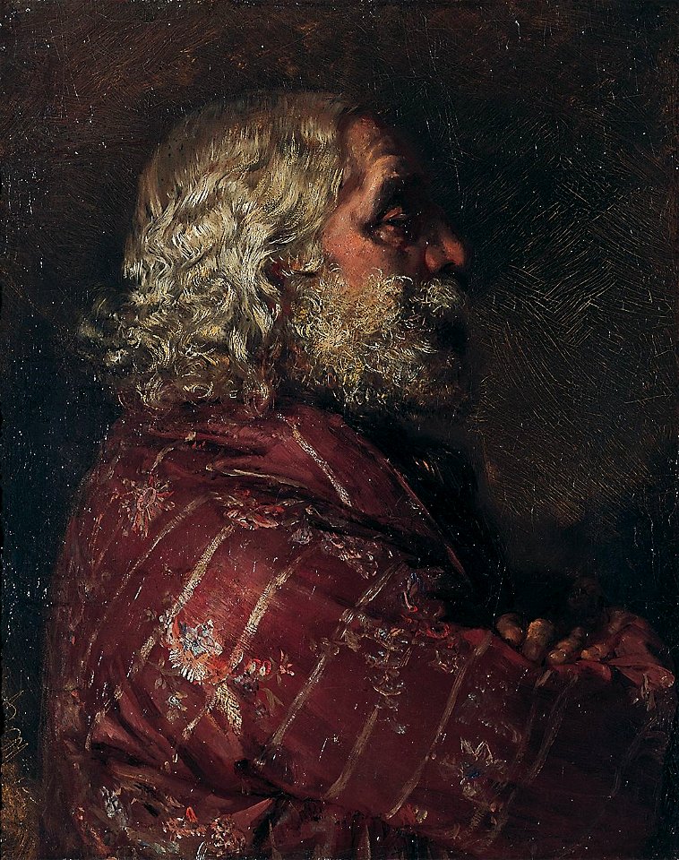 Adolph Menzel - Halbfigur eines alten Mannes (1855)