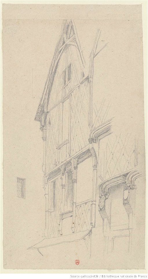 Meryon - Croquis de maisons de Bourges, btv1b55002463q