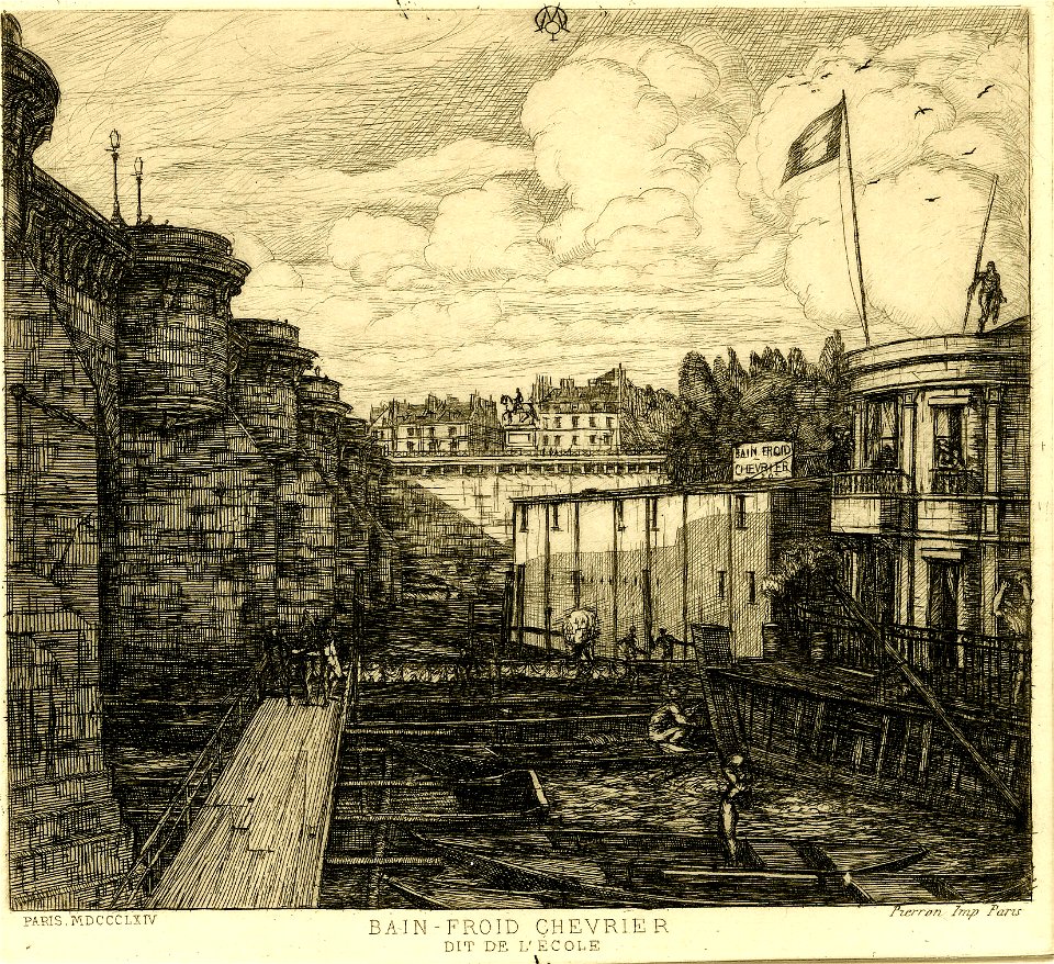 Meryon - Bain-froid Chevrier (Chevrier's cold bath establishment), 1865,0114.141