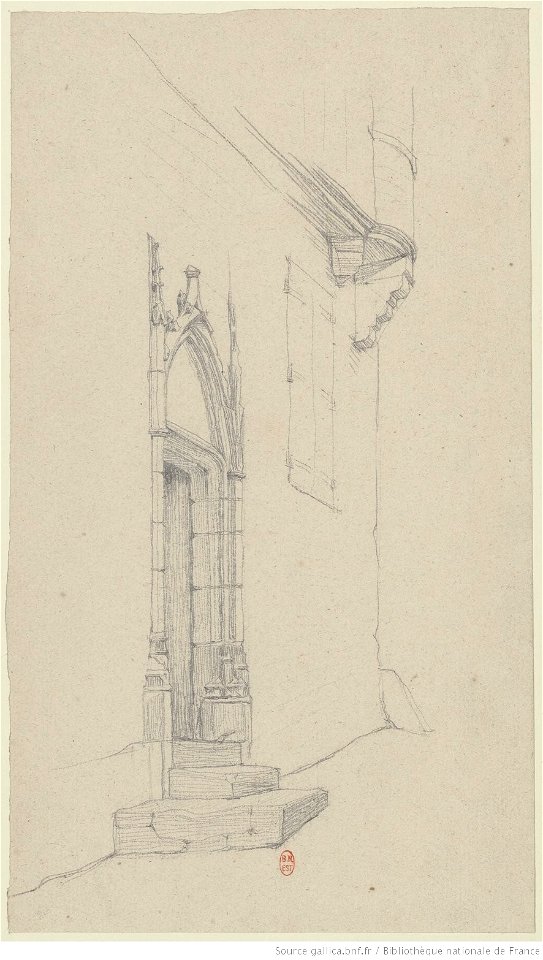 Meryon - Croquis de portes et fragments architecturaux à Bourges, btv1b55002625q