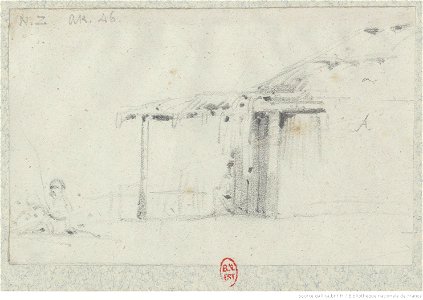 Meryon - Abri couvert d'un toit à deux versants porté par deux poteaux, btv1b550022417