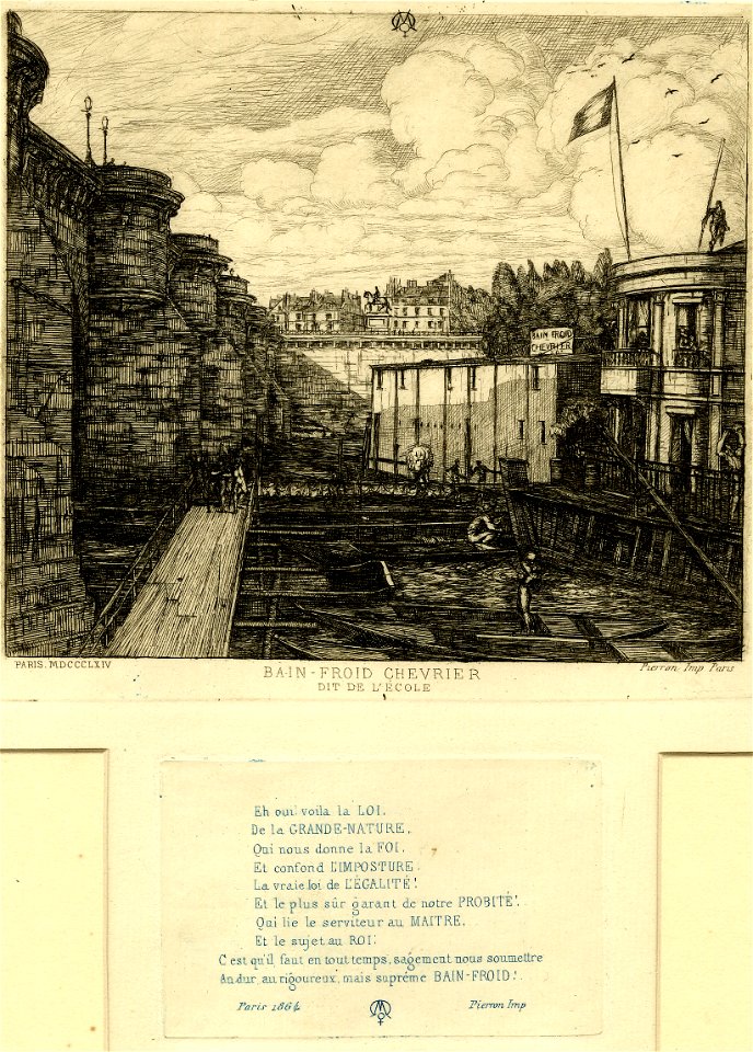 Meryon - Bain-froid Chevrier (Chevrier's cold bath establishment), 1866,0210.266