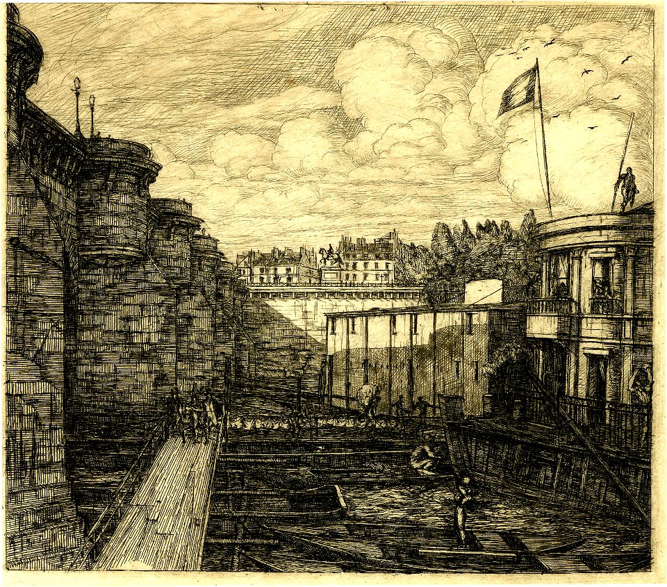 Meryon - Bain-froid Chevrier (Chevrier's cold bath establishment), 1865,0114.142