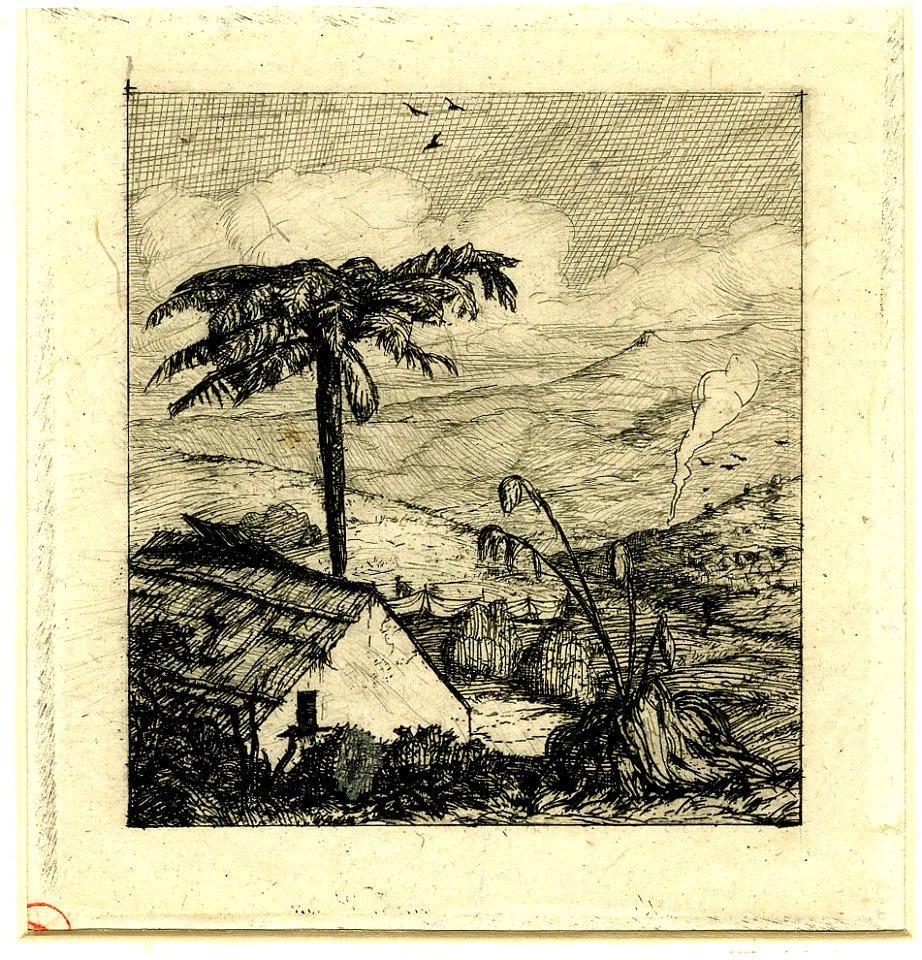 Meryon - La chaumière du colon vieux-soldat à Akaroa (Nelle Zélande), 1845, 1876,0510.325