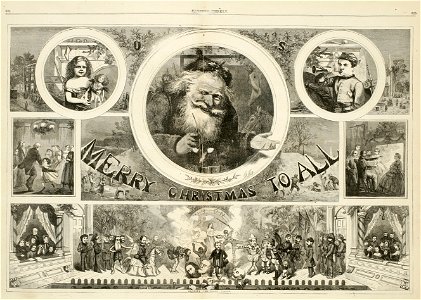 Merry Christmas to All, by Thomas Nast. Free illustration for personal and commercial use.