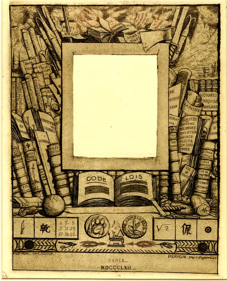 Meryon - Projet d'encadrement pour le portrait d'Armand Guéraud, 1876,0510.337