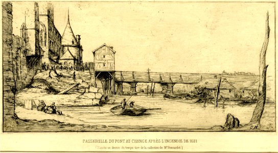 Meryon - Passerelle du Pont-au-Change, Paris, après l'incendie de 1621, 1876,1111.257