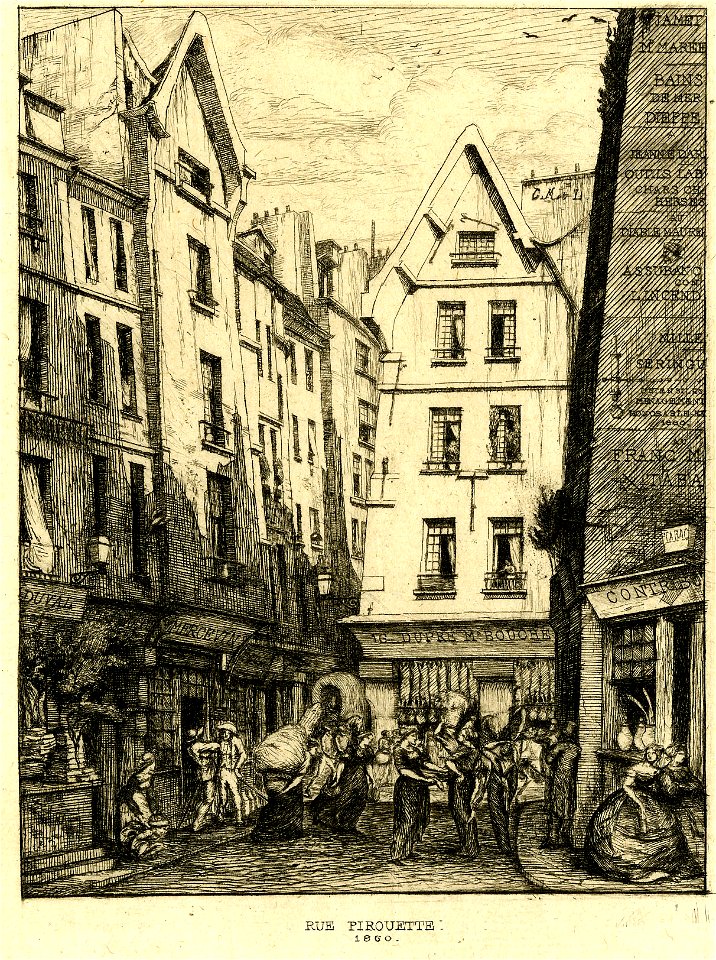 Meryon - La rue Pirouette aux Halles, Paris, 1865,1209.646