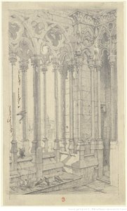 Meryon - Dessin préparatoire pour l'eau-forte La galerie Notre-Dame, btv1b55001103r