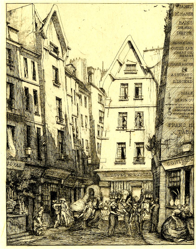 Meryon - La rue Pirouette aux Halles, Paris, 1876,0510.242