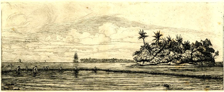 Meryon - Océanie, ilots à Uvea (Wallis) pêche aux palmes, 1845, 1876,0510.322
