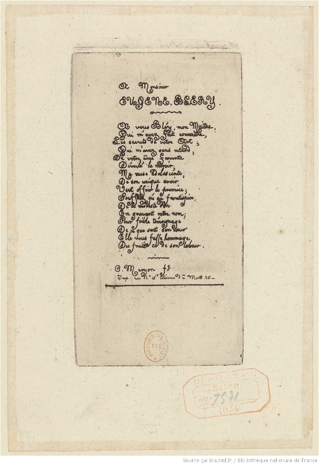 Meryon - Vers à Eugène Bléry, btv1b550021518