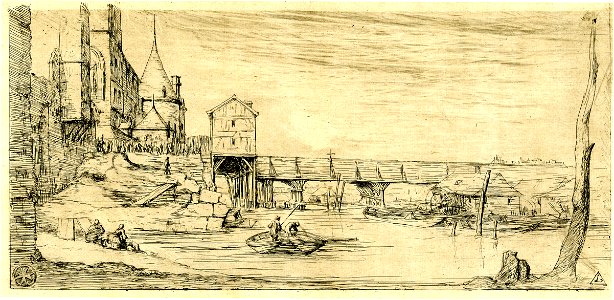 Meryon - Passerelle du Pont-au-Change, Paris, après l'incendie de 1621, 1875,0313.52