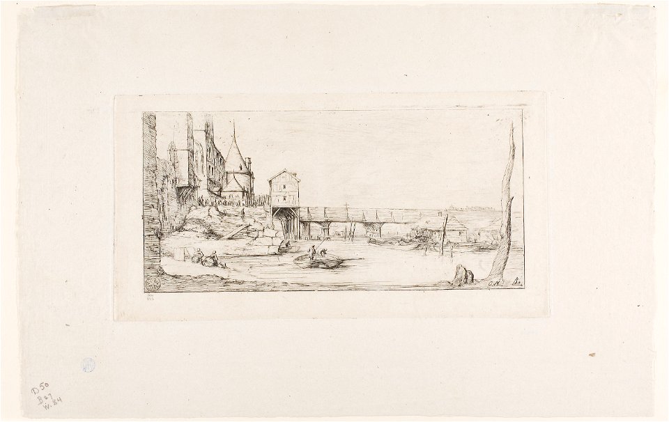 Meryon - The Footbridge Temporarily Replacing the Pont-au-Change, Paris, After the Fire of 1621, 1909.246