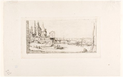 Meryon - The Footbridge Temporarily Replacing the Pont-au-Change, Paris, After the Fire of 1621, 1909.246
