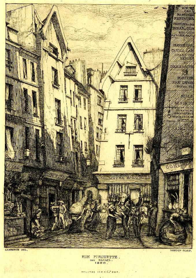 Meryon - La rue Pirouette aux Halles, Paris, 1876,1111.256