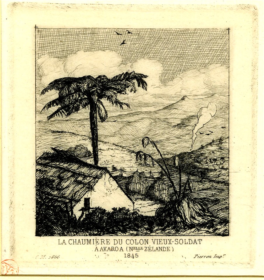 Meryon - La chaumière du colon vieux-soldat à Akaroa (Nelle Zélande), 1845, 1876,0510.328