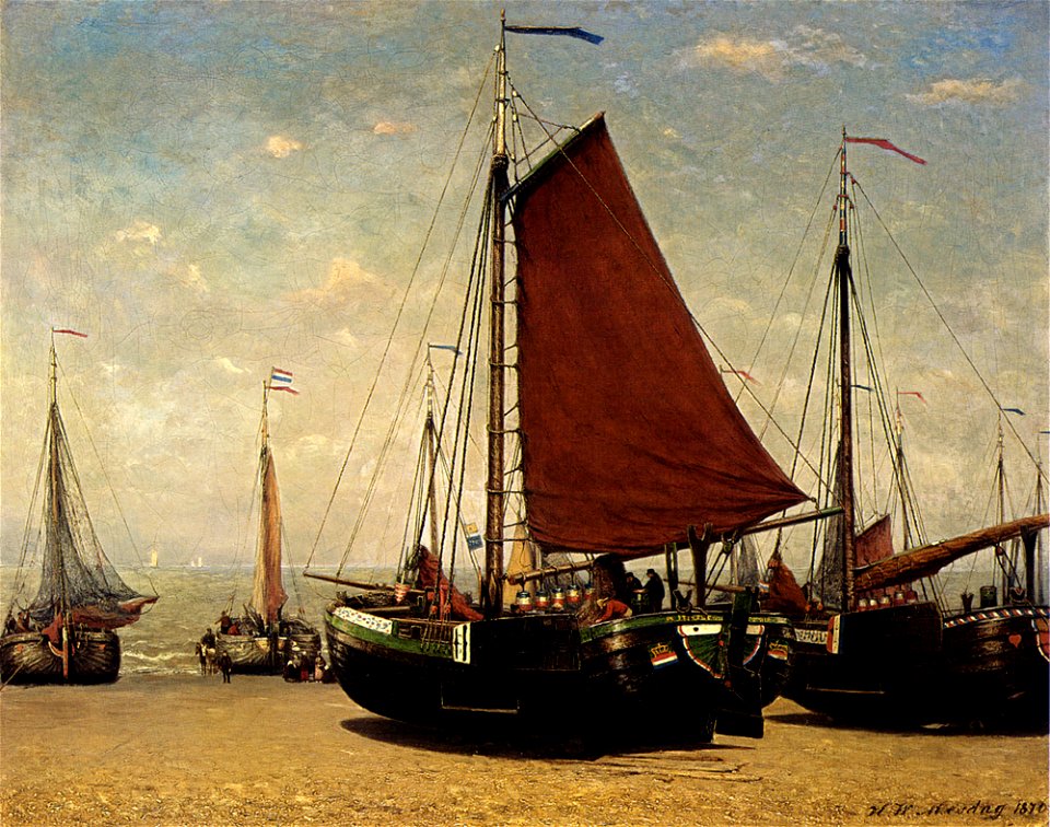 Mesdag Hendrik Willem The Bomschuit Prinses Sophie On The Beach Scheveningen