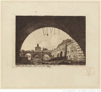 Meryon - Le Pont-neuf et la Samaritaine de dessous la 1ère arche du Pont-au-Change, btv1b55002238z