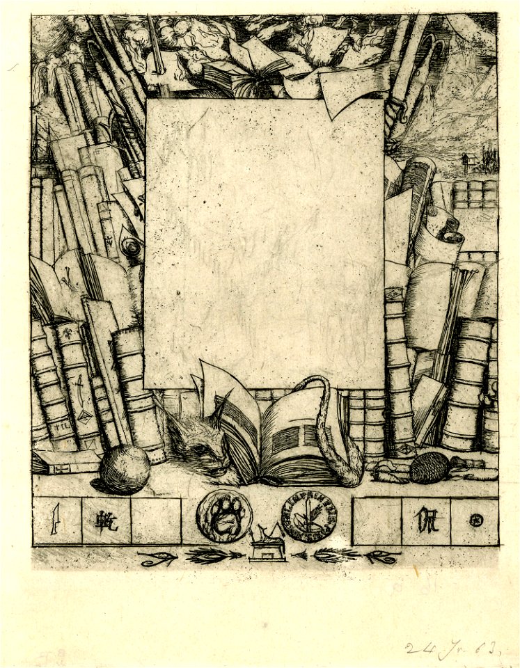 Meryon - Projet d'encadrement pour le portrait d'Armand Guéraud, 1865,0114.132