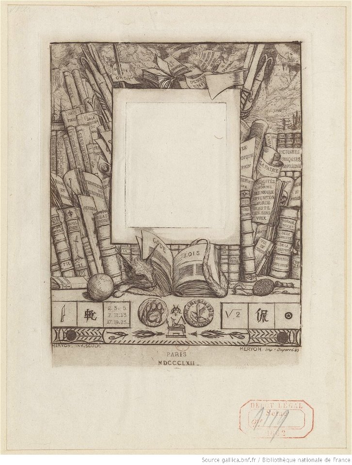 Meryon - Projet d'encadrement pour le portrait d'Armand Guéraud, btv1b55002208q