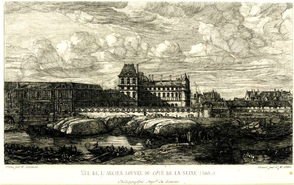 Meryon - L'ancien Louvre, d'après une peinture de Zeeman, 1651, 1876,1111.541
