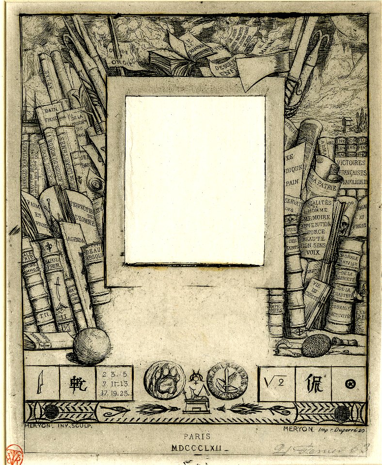 Meryon - Projet d'encadrement pour le portrait d'Armand Guéraud, 1876,0510.334
