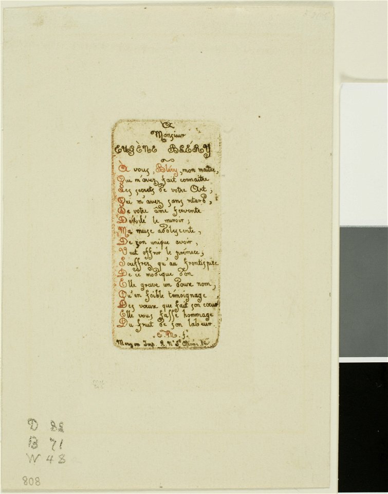 Meryon - Verses Dedicated to Eugène Bléry, No. 1, 1909.231