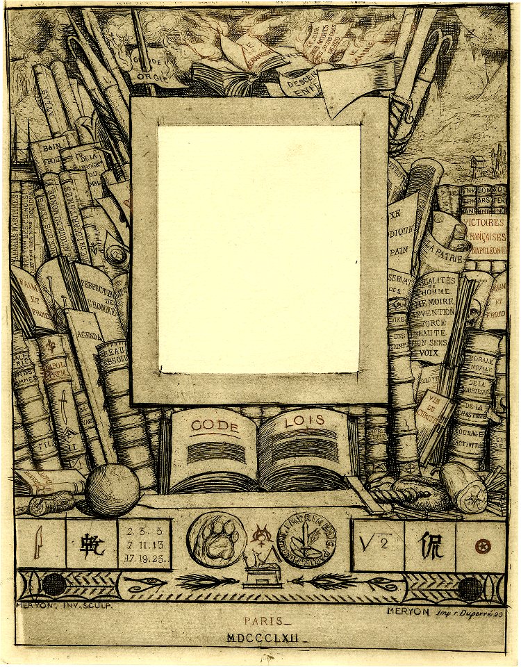 Meryon - Projet d'encadrement pour le portrait d'Armand Guéraud, 1865,0114.133