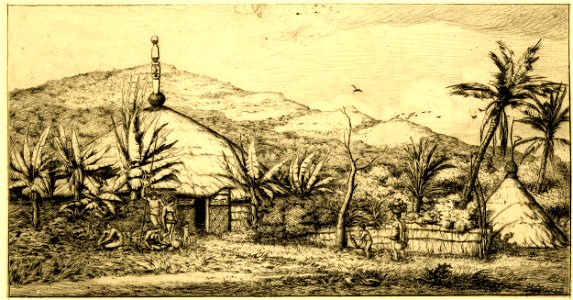 Meryon - Nouvelle Calédonie grande case indigène sur le chemin de Ballade à Poépo, 1862,1011.711