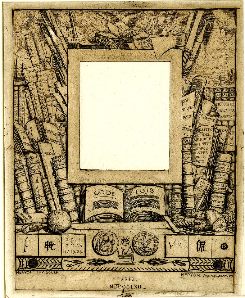 Meryon - Projet d'encadrement pour le portrait d'Armand Guéraud, 1876,0510.336