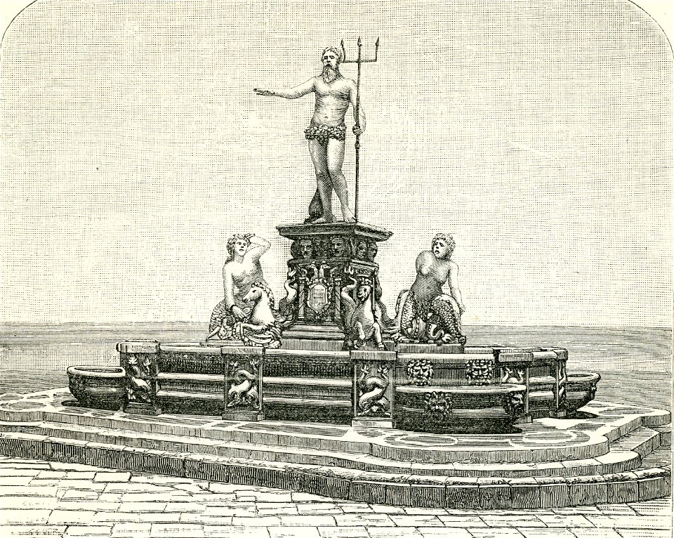 Messina fonte di Nettuno (xilografia di Barberis 1892)