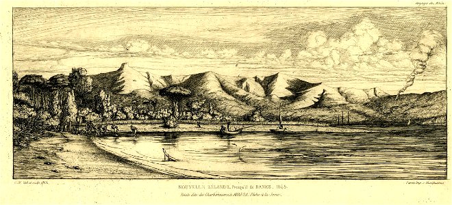 Meryon - Nouvelle Zélande, presqu'île de Banks, Pointe dite des Charbonniers, à Akaroa, pêche à la Seine, 1870,0709.199